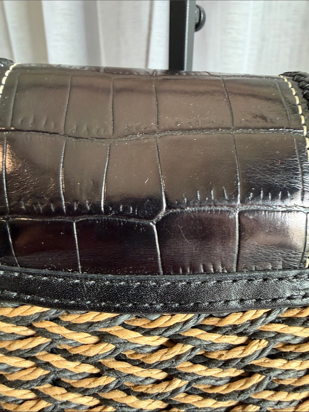 Brighton Black and Natural Braided Straw Shoulder Bag with Heart Charm - Picture 6 of 11